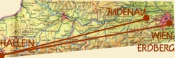 Karte von Hallein bis Wien